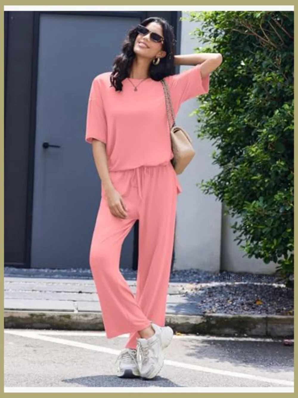 Soft Polyester Lounge Set with Pockets, Oversized Pajamas